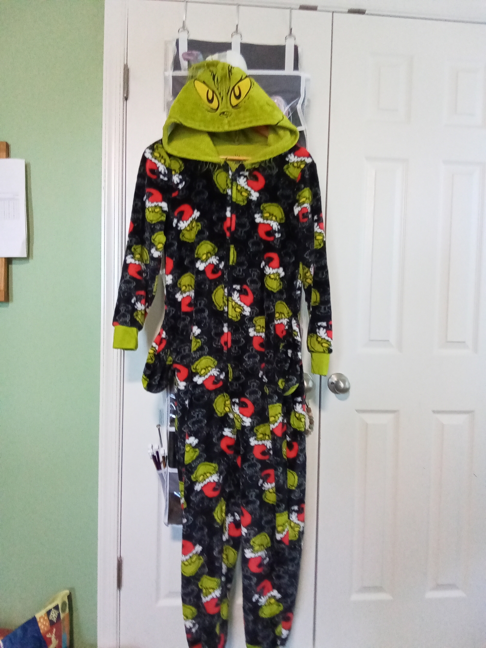 Grinch Hooded Fleece Onesie - Green/Black